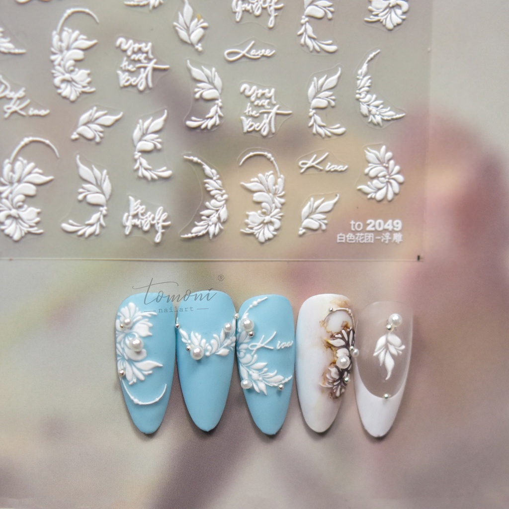 coral-sea-สติกเกอร์ลายนูน-รูปดอกกุหลาบ-สีดํา-สีขาว-สําหรับตกแต่งเล็บ