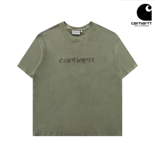 เสื้อยืดสีขาวเสื้อยืดแขนสั้นลําลอง คอกลม ผ้าฝ้าย ลาย Carhartt สไตล์วินเทจ สําหรับผู้ชาย และผู้หญิงS-4XL