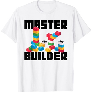 เสื้อยืด  Clothes Cool Master Builder Funny Building Blocks Gift Men Women T-Shirt