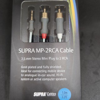 Supra MP-Cable mini plug - 2RCA 1M  สายสัญญาณจากโทรศัพท์เข้าแอมป์ แปลงจากขั้วต่อ3.5mmปลายสายRCAแบบสเตอริโอความยาว 1เมตร