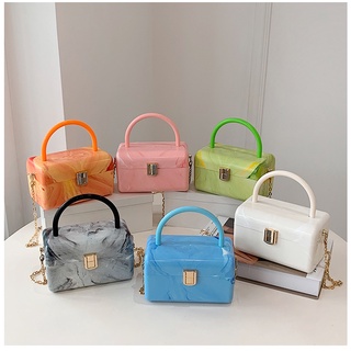 2021 new summer chain fashion gradient box small square bag Candy-colored simple hand bill of lading shoulder slung handbag