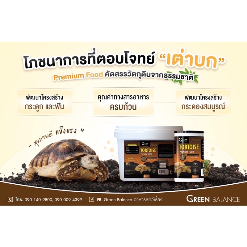 อาหารเต่าบก-เกรดพรีเมี่ยม-green-balance-premium-tortoise-food-แบ่งขาย