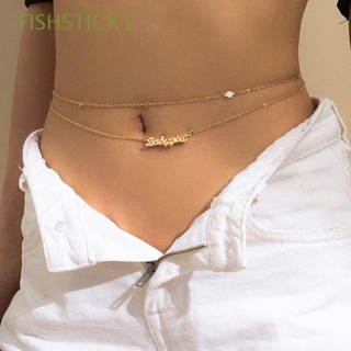 ภาพหน้าปกสินค้าFISHSTICK1 Retro Style Belly Chain Silver Color Waist Jewelry Women Waist Chain Pearl Women Body Chain Letter Pendant Clothes Decoration Metal Belts Double Layer Bikini Waist Link/Multicolor ที่เกี่ยวข้อง