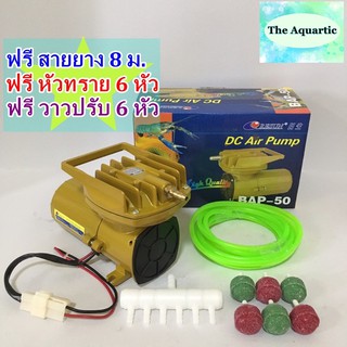 ปั๊มลมสำหรับต่อกับแบตเตอรี่ (DC12V) Bap-50 ใช้ในการขนส่งปลา ใช้ไฟ12v ต่อกับแบตเตอรี่รถยนต์หรือแผงโซล่าเซลล์