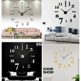 ( ตัวเลข+ภาษาอังกฤษ ) นาฬิกาติดผนัง DIY 3D วอลเปเปอร์ clock 3d watch acrylic wall