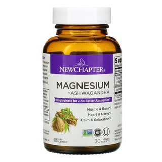 New 🌟🌟PreOrder✅ New Chapter, Magnesium + Ashwagandha, 30 Vegan Tablets