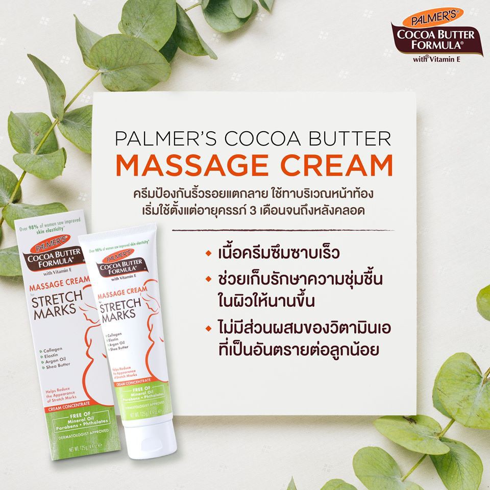 ภาพหน้าปกสินค้าLot.ใหม่ล่าสุด  รักษาผิวแตกลาย Palmer's Cocoa Butter Formula Massage Cream for stretch marks 125 g.
