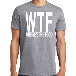 เสื้อยืดโอเวอร์ไซส์Publiciz เสื้อยืดแขนสั้น ผ้าฝ้าย พิมพ์ลาย WTF Wheres The Food สําหรับผู้ชายS-3XL
