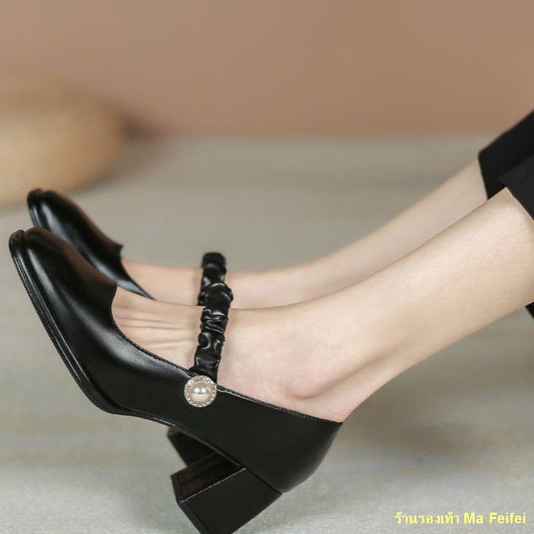 ภาพสินค้าSpot  รองเท้า Mary Jane รองเท้าส้นสูงผู้หญิงหัวเหลี่ยมใหม่ย้อนยุค จากร้าน w72xaw51t5 บน Shopee ภาพที่ 4