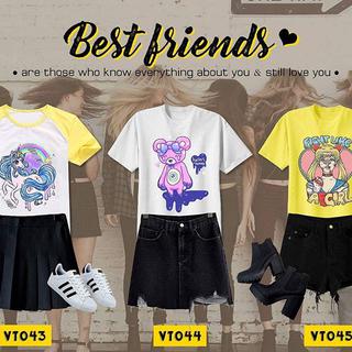 เสื้อยืด best friends ลายสกรีนซึมเนื้อผ้า สีสวยสด สั่งได้ตามรหัสเลยจ้า แจ้งทางแชทได้ค่ะ