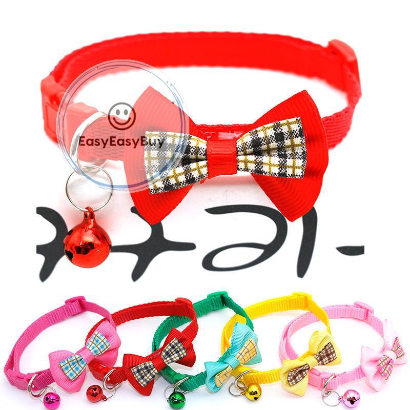 ปลอกคอแมว-สุนัข-หมา-ปลอกคอสัตว์เลี้ยง-pet-collar-ปรับระดับได้-โบว์สไตล์อังกฤษ-พร้อมส่ง-ez99