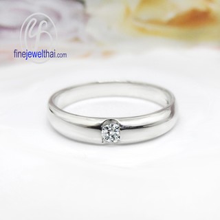 Finejewelthai แหวนเพชร-แหวนเงิน-เพชรสังเคราะห์-เงินแท้-แหวนหมั้น-แหวนแต่งงาน-Diamond CZ-Silver-Wedding-Ring - R1247cz