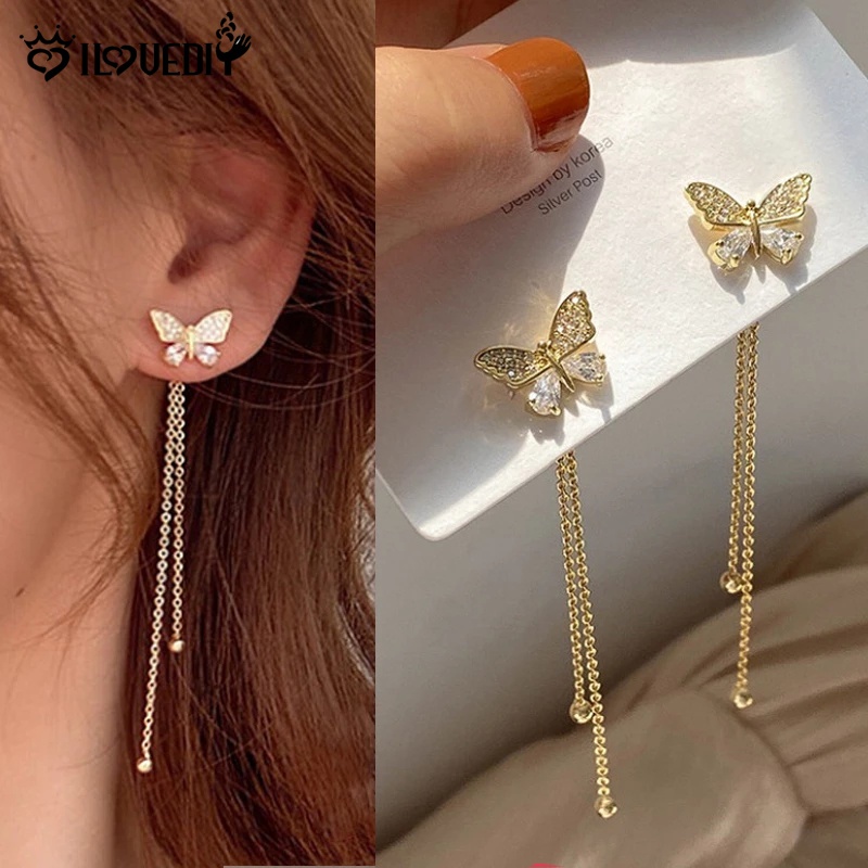 Fashion Butterfly Long Tassel Earrings/Sweet Shiny