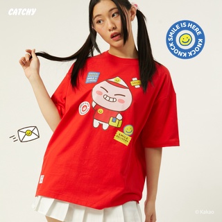CATCHY x Kakao Friends เสื้อยืด โอเวอร์ไซส์ Apeach ลิขสิทธิ์แท้ พร้อมส่งจากไทย ผ้า Cotton100% Smile Delivery คาเคา กาเกา