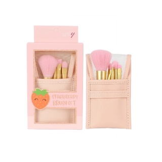 Ashley Strawberry Brush set #AA-215 : แอชลี่ย์ เซ็ต แปรงแต่งหน้า 5 ชิ้น @beautybakery