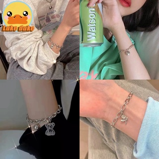 🔥พร้อมส่ง🔥กำไลข้อมือเงิน สร้อยข้อมือ  สร้อยข้อมือ สร้อยเงิน เครื่องประดับแฟชั่น กระดิ่ง ลายหมี รูปหัวใจ