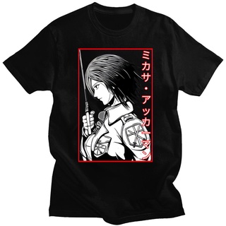 เสื้อยืดแขนสั้น พิมพ์ลายอนิเมะ Attack on Titan Mikasa Ackerman แฟชั่นยอดนิยม สไตล์ญี่ปุ่นเรโทร สําหรับผู้ชาย และผู้หญิง