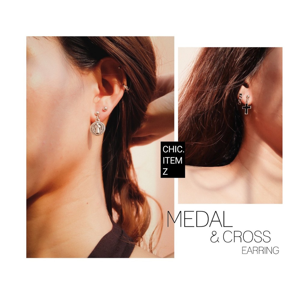 ต่างหู-medal-amp-cross-earring-ก้าน-nickle-free