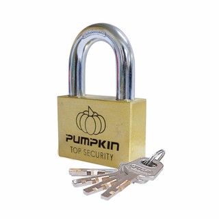 กุญแจแขวน ทองเหลือง รุ่นเหลี่ยม คอยาว 50mm. PUMPKIN (39208)