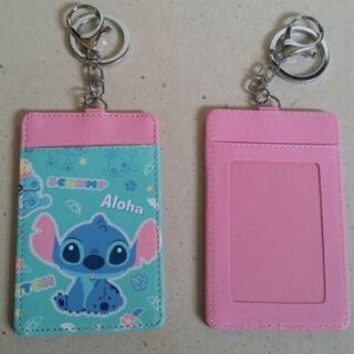 ป้ายชื่อ แผ่นหนา ป้ายใส่บัตร ใส่คีร์การ์ด พวงกุญแจ ลาย สติช Stitch ขนาด 7x11 ซม.