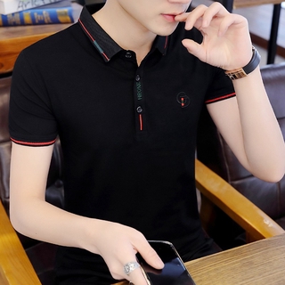 ผู้ชายแขนสั้นTเสื้อ2021เวอร์ชั่นเกาหลีใหม่ของแนวโน้มสลิมปกสีทึบpoloเสื้อลำลองชายหล่อความเห็นอกเห็นใจ
