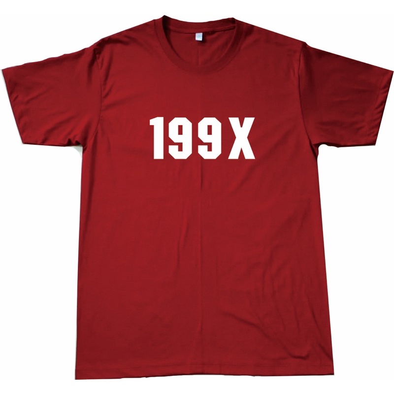 เสื้อพิมพ์flexสีขาวคำว่า199xเสื้อคุณภาพดีมี5สี