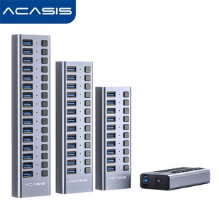 ACACASIS อุปกรณ์ต่อพ่วง USB 3.0 10 พอร์ต รองรับ การชาร์จ BC1.2 พร้อมอะแดปเตอร์ USB 12V สำหรับ คอมพิวเตอร์ตั้งโต๊ะ