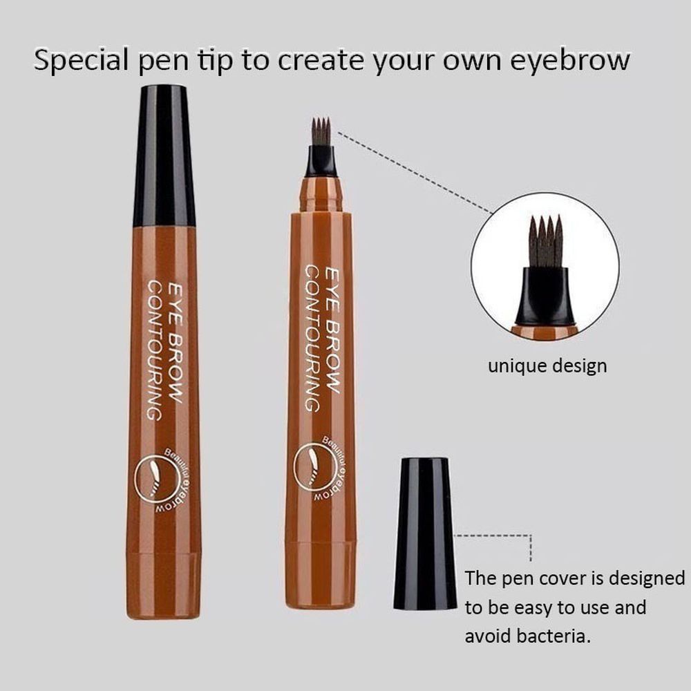 ภาพสินค้า5 Colors Eyebrow Pen Waterproof 4 Fork Tip Eyebrow Tattoo Pencil Cosmetic Long Lasting Natural Dark Brown Liquid Eye Brow Pencil จากร้าน pinkgirls.th บน Shopee ภาพที่ 7