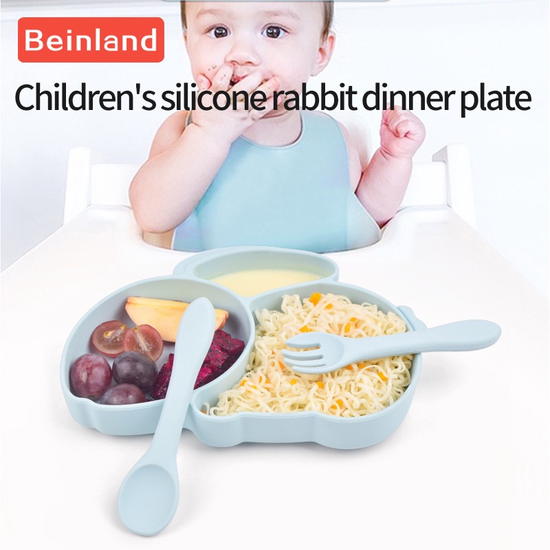 beinland-ชามอาหารซิลิโคน-ลายการ์ตูนกระต่าย-สําหรับเด็กทารก