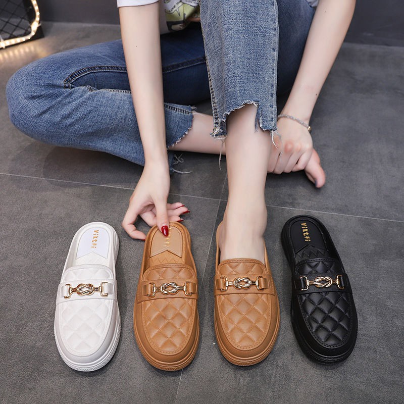 ราคาและรีวิว2022 ลำลองสไตล์เกาหลี ฤดูร้อนเกาหลีรอบหัวรองเท้าแตะผู้หญิงพื้นนุ่มและรองเท้าแตะ