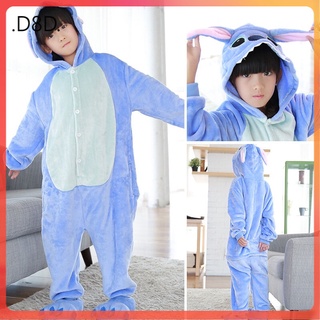D8 🔥พร้อมส่ง🔥 ชุดมาสคอต ชุดสัตว์สำหรับเด็ก ชุดแอนิเมชั่น Blue Stitch ชุดนอนฤดูหนาวสำหรับเด็ก