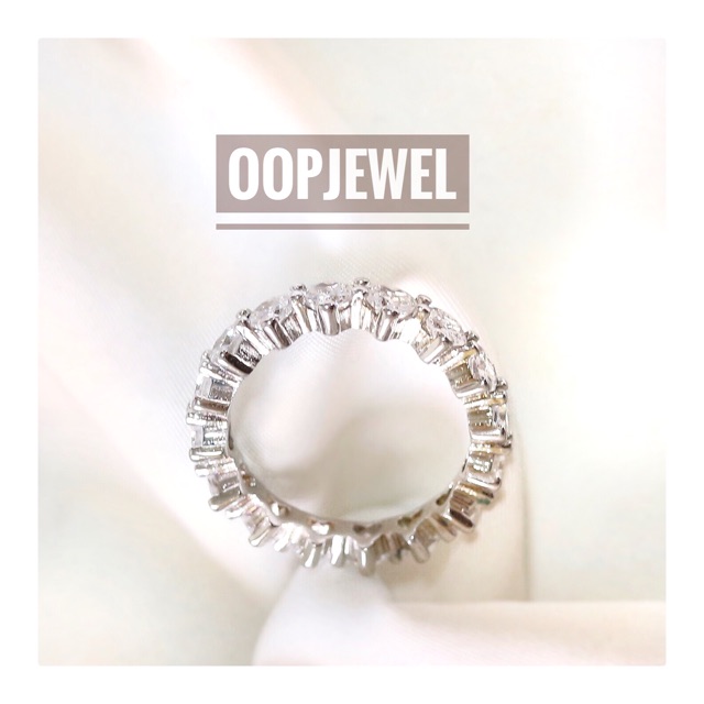 แหวนเพชรสวิส-cz-cubic-zirconia-ring-ชุบทองคำขาว-ฟรีกล่องใส่แหวน-จากร้านoopjewel