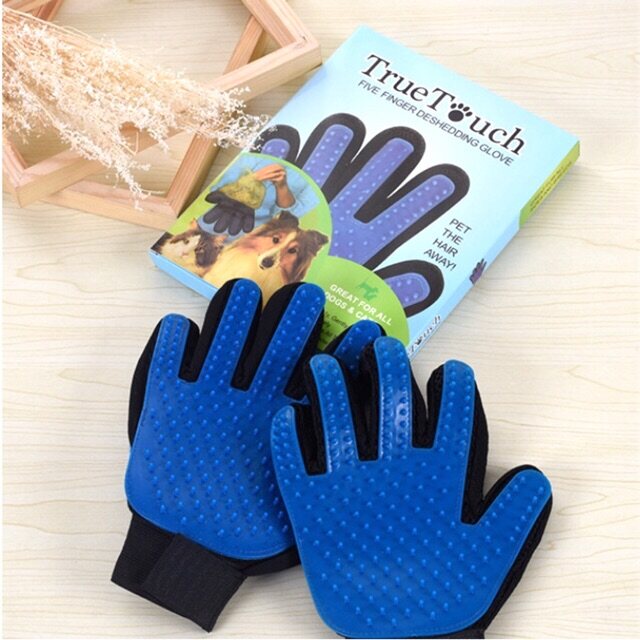 true-touch-ถุงมือหวีขน-อุปกรณ์แปรงขนสัตว์เลี้ยง-หวีขนหมาและขนแมว-grooming-gloves