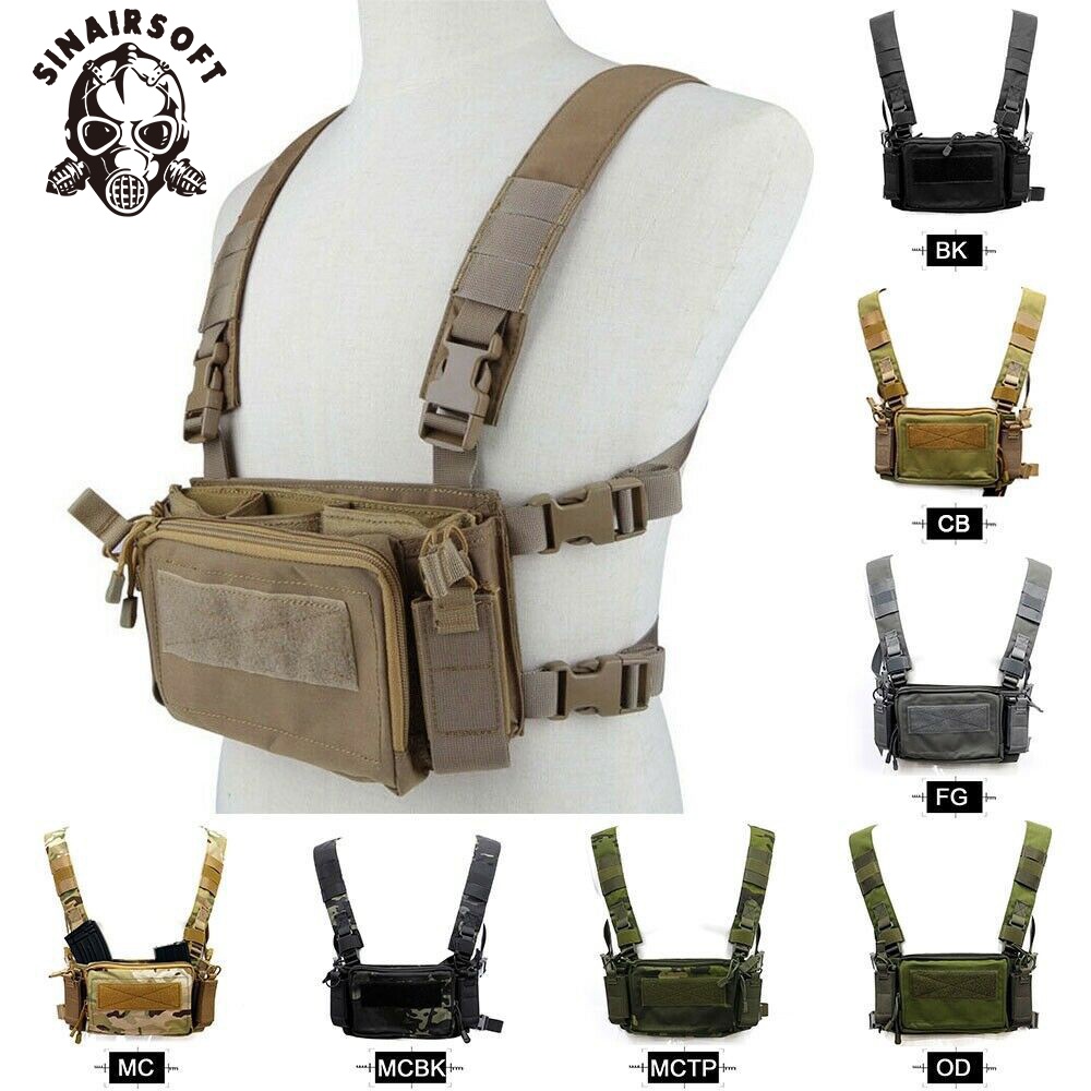 Sinairsoft เสื้อกั๊กต่อสู้ยุทธวิธี Modular Chest Rig Bag w/ Mag Pouch ...