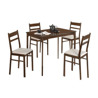 [ลดอีก10%โค้ด10DDMAY] ชุดโต๊ะอาหาร 4 ที่นั่ง ไม้จริงทั้งชุด เก้าอี้เบาะหนัง จัดส่งเป็น Pack(ลูกค้าประกอบเอง)