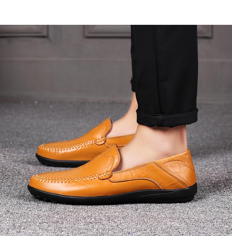 มุมมองเพิ่มเติมของสินค้า รองเท้าไม่มีส้นหนังขนาดใหญ่สำหรับผู้ชาย