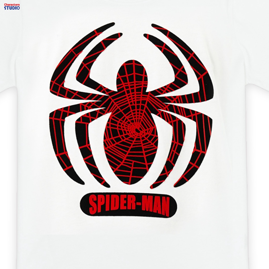 marvel-boy-spider-man-double-flock-print-t-shirt-เสื้อมาร์เวลเด็กผู้ชายพิมพ์กำมะหยี่สองชั้น-ลายสไปเดอร์แมน-สินค้าลิขสิทธ์แท้100-characters-studio