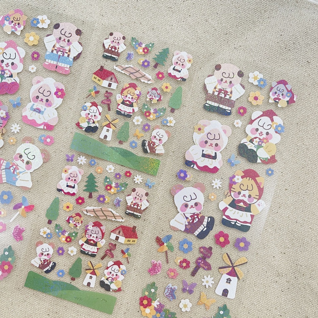 galicici-stickers-เกาหลีใต้อินสติกเกอร์-การ์ตูนหมีโฮโลแกรมสติกเกอร์-สติกเกอร์ตกแต่ง-วัสดุdiy