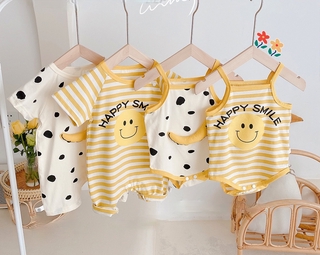 0-2 Years Babay Boys and Girls Cute Summer New Polkadot or Stripes Romper Opptional