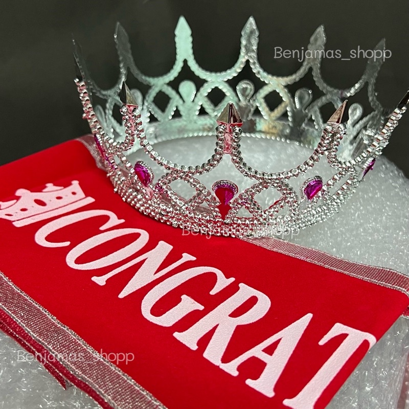 พร้อมส่ง-สายสะพายcongratulations-สายสะพายปัจฉิม-มงกุฎปัจฉิม