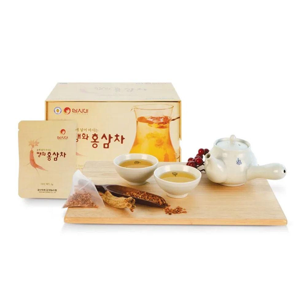 korea-red-ginseng-tea-ชาโสมแดงเกาหลี-บำรุงร่างกาย-เครื่องดื่มโสม-samsidae-korea-red-ginseng-puffed-tea-2g-30ea