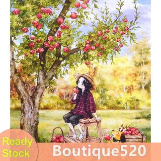 ♚พร้อมส่ง♚ชุดปักครอสสติตช์ บนผ้าใบ รูปต้นไม้แอปเปิ้ล 11CT DIY [boutique520.th]