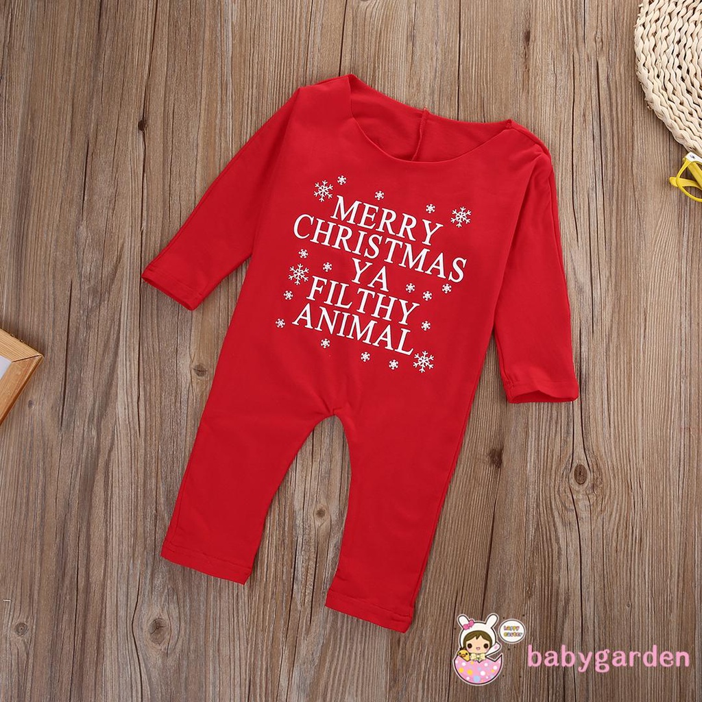 babygarden-fashion-ชุดรอมเปอร์แขนยาวคริสมาสต์สีแดงสําหรับเด็ก