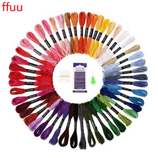 50 Colors Embroidery Thread Floss Bobbins Needles Set Friendship Bracelet String Cross Stitch Cord Kit Random Color