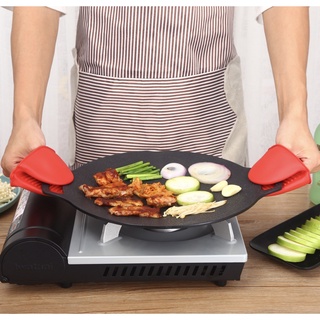 ◑♧❧Korean-style Baking Pan Thick Cast Iron Frying Pan Pancake Pan Non-stick Barbecue Cooker Induction Cooker Open Fire F