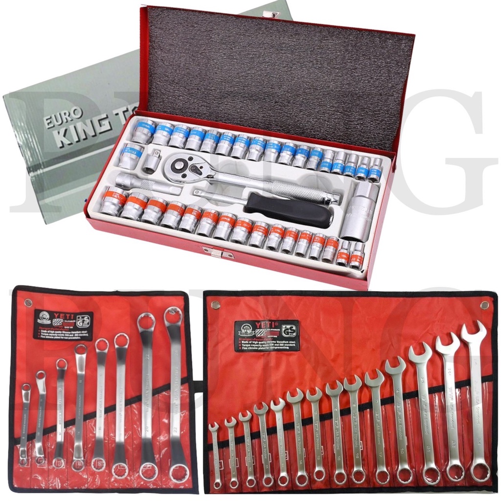 EURO KING TOOLS ชุดบล็อก 40 ชิ้น+ประแจYETI+แหวนYETIใช้งานหนัก ได้3อย่าง ...