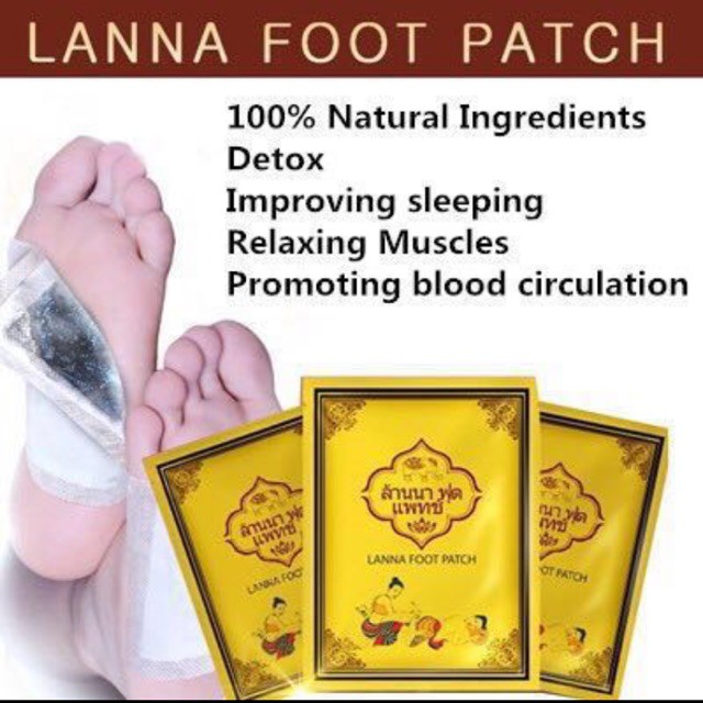ของแท้-100-lanna-foot-patch-10แผ่น-แผ่นแปะเท้าล้านนาฟุตแพทช์-แผ่นแปะเท้า-แผ่นแปะฝ่าเท้าเพื่อสุขภาพ-5ซอง