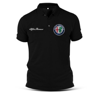 อัลฟาโรเมโอAlfa Romeo Polo เสื้อยืดโปโลสําหรับผู้ชายผ้าฝ้ายแขนสั้นขนาดใหญ่