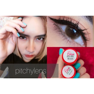 mini Dion Brown / mini Dior Brown ฝาแดง มินิ คอนแทคเลนส์ สีน้ำตาล น้ำตาล Pitchy สายตาปกติ บิ๊กอาย Bigeye Contact Lens