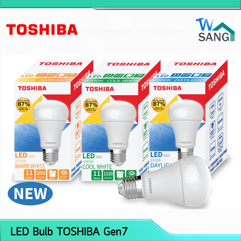 ภาพหน้าปกสินค้าหลอดไฟ LED Bulb TOSHIBA Gen7 4W 7W 9W 11W 13W Daylight Cool Daylight Warmwhite มอก. รับประกัน 1 ปี @wsang